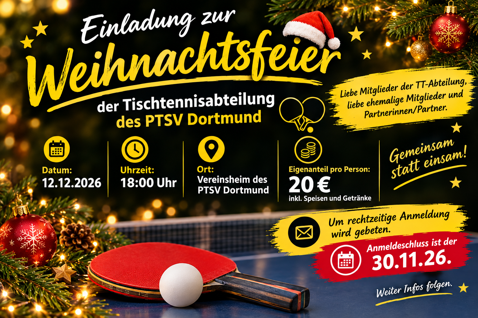 Weihnachtsfeier der Tischtennisabteilung